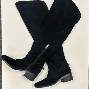 Vince Camuto Black Suede Size 6.5 M/ 36 1/2 Over the Knee Boots Genuine Leather